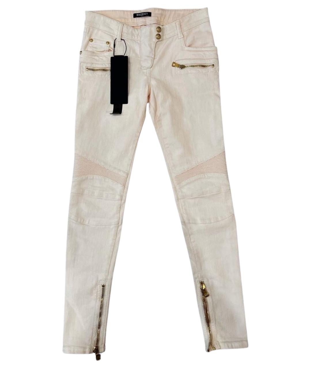 BALMAIN Коралловые хлопковые джинсы слим, фото 1