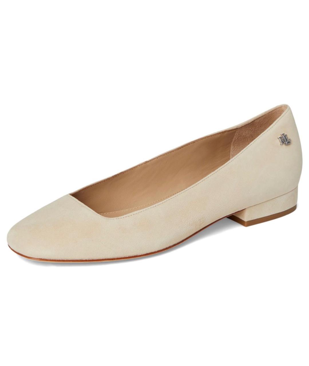 RALPH LAUREN Бежевые замшевые балетки, фото 9