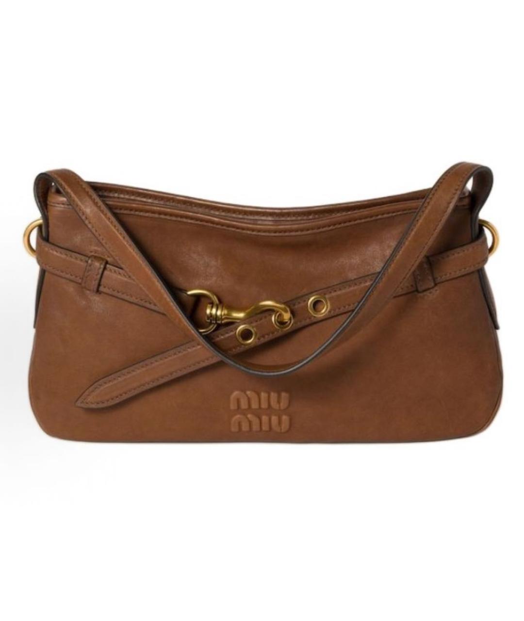 MIU MIU Коричневая кожаная сумка через плечо, фото 9