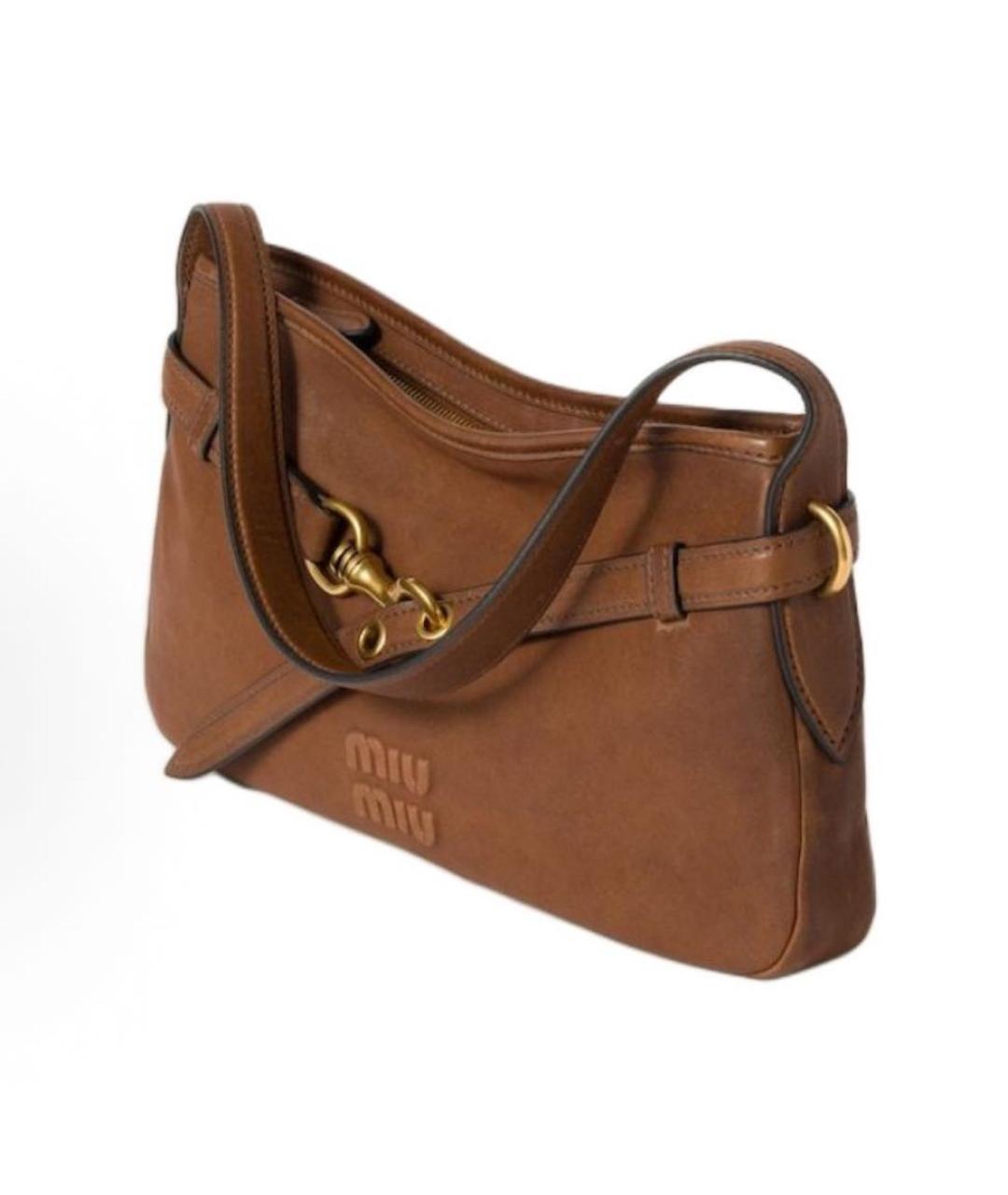 MIU MIU Коричневая кожаная сумка через плечо, фото 2