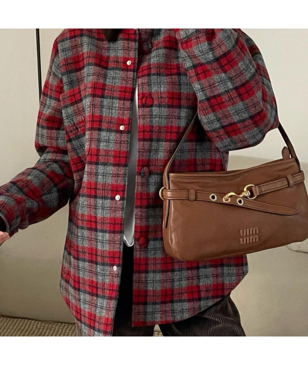 MIU MIU Коричневая кожаная сумка через плечо, фото 8