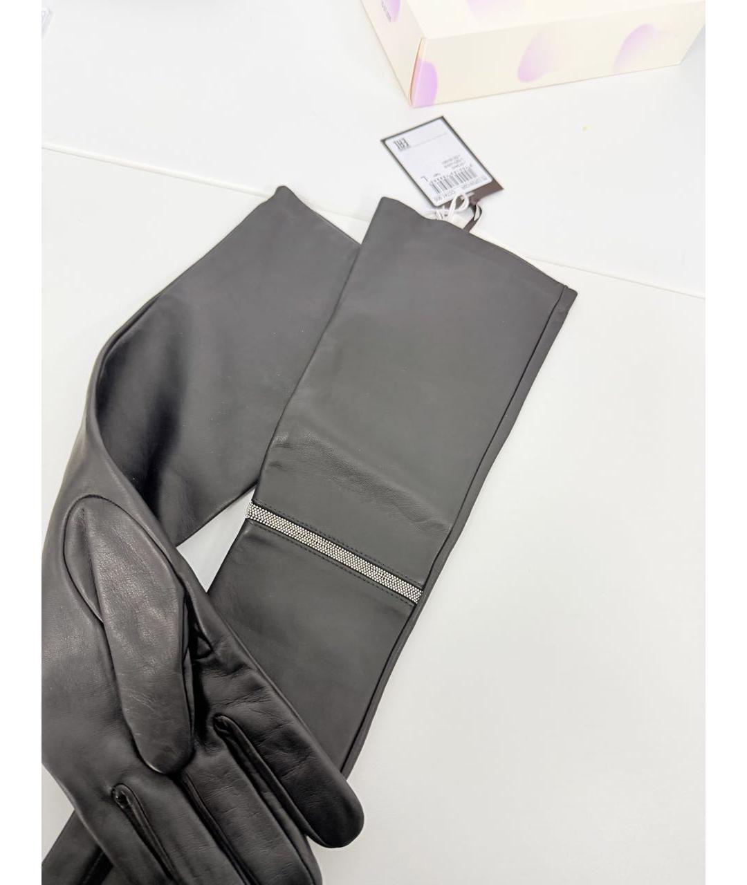 SIMONETTA RAVIZZA Черные кожаные перчатки, фото 6