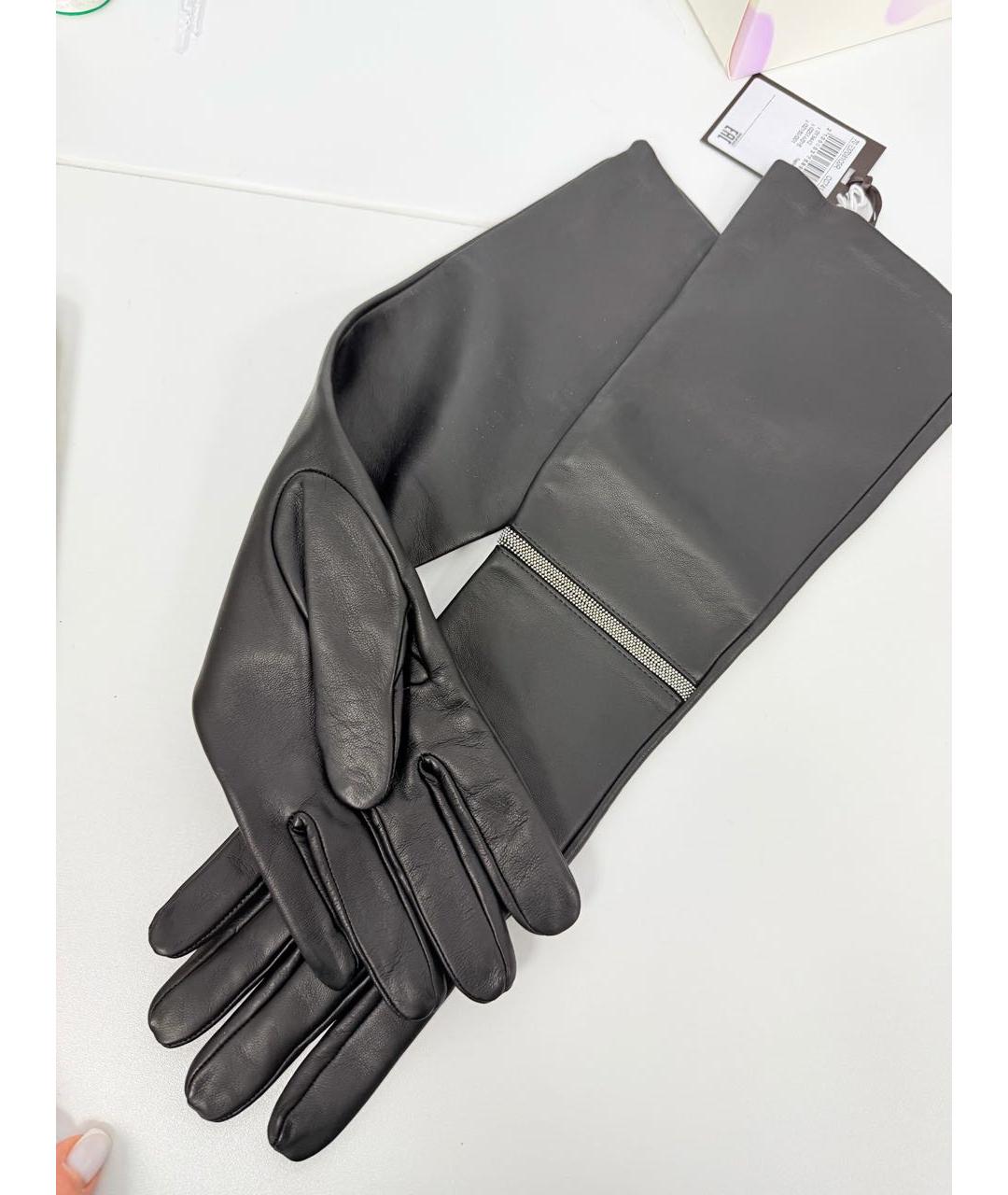 SIMONETTA RAVIZZA Черные кожаные перчатки, фото 3