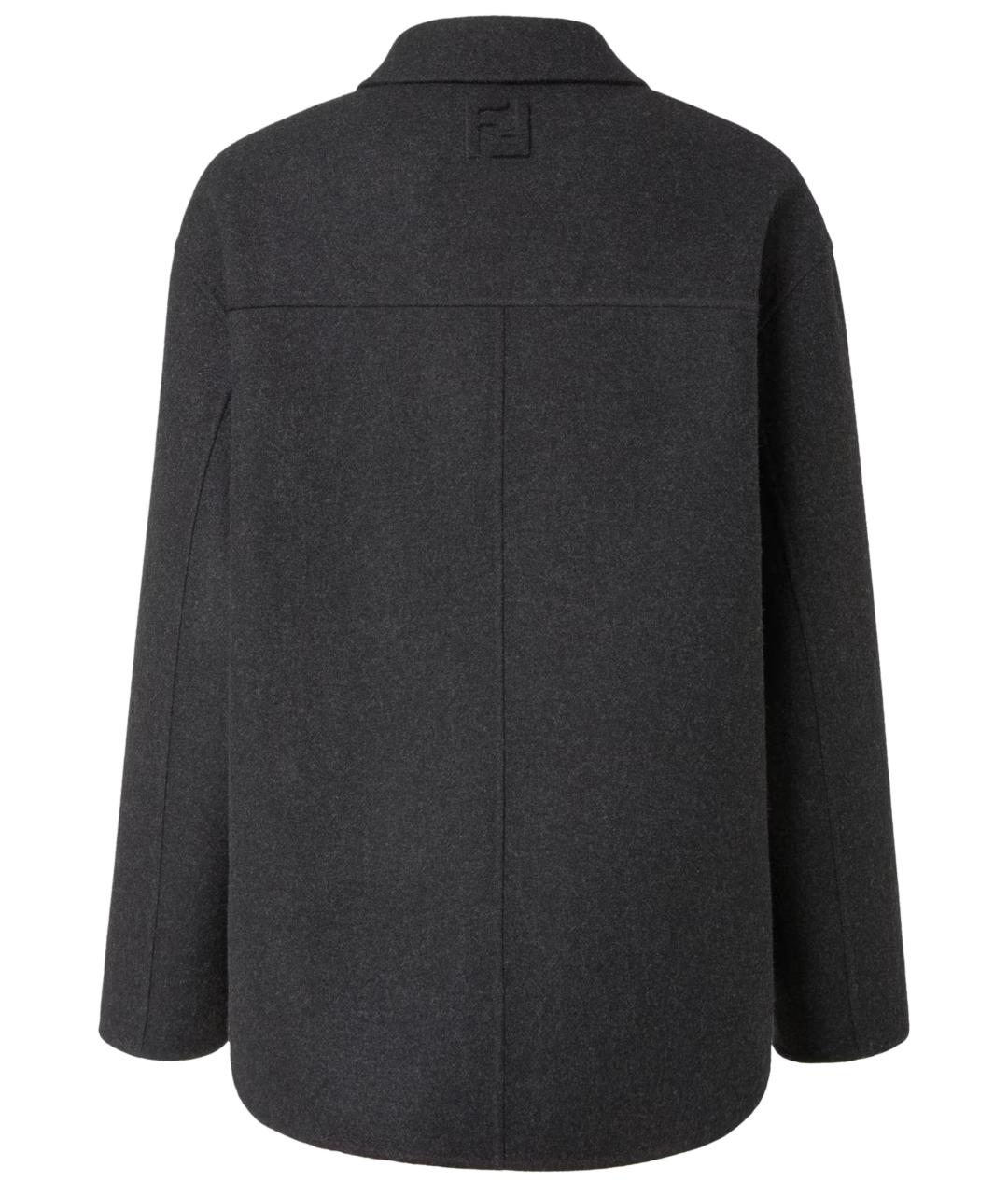 FENDI Черное шерстяное пальто, фото 3