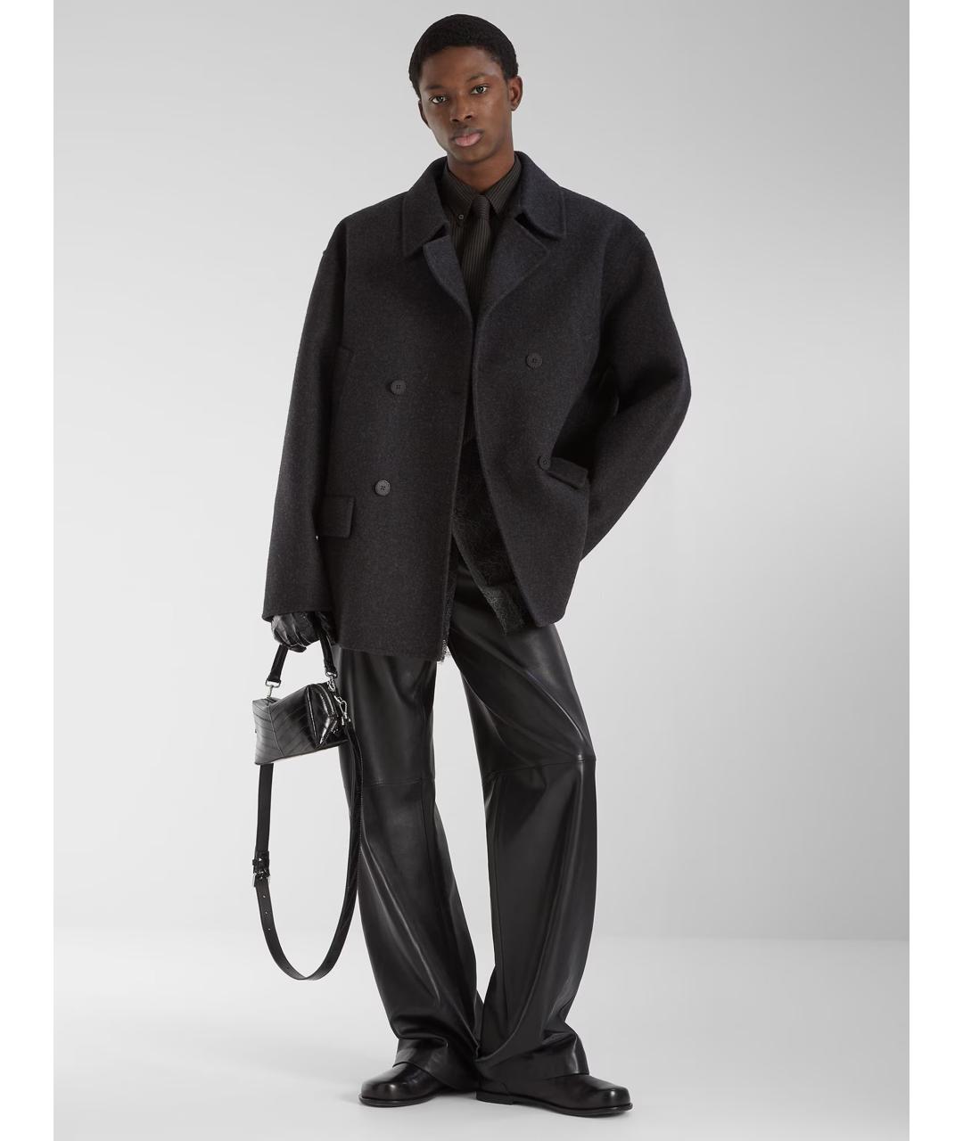 FENDI Черное шерстяное пальто, фото 2