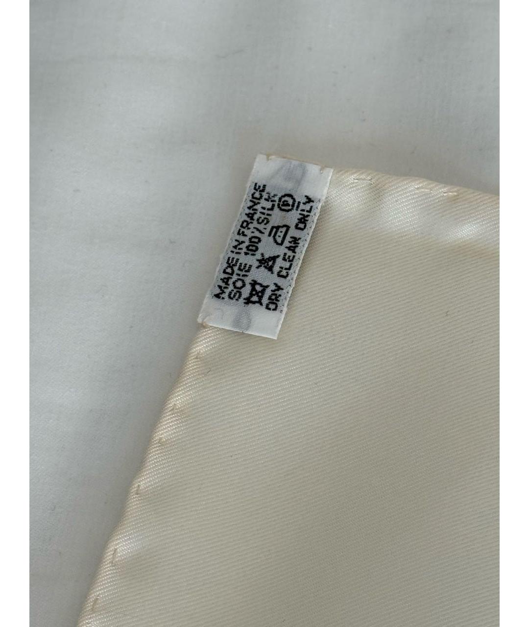 HERMES Белый шелковый платок, фото 6