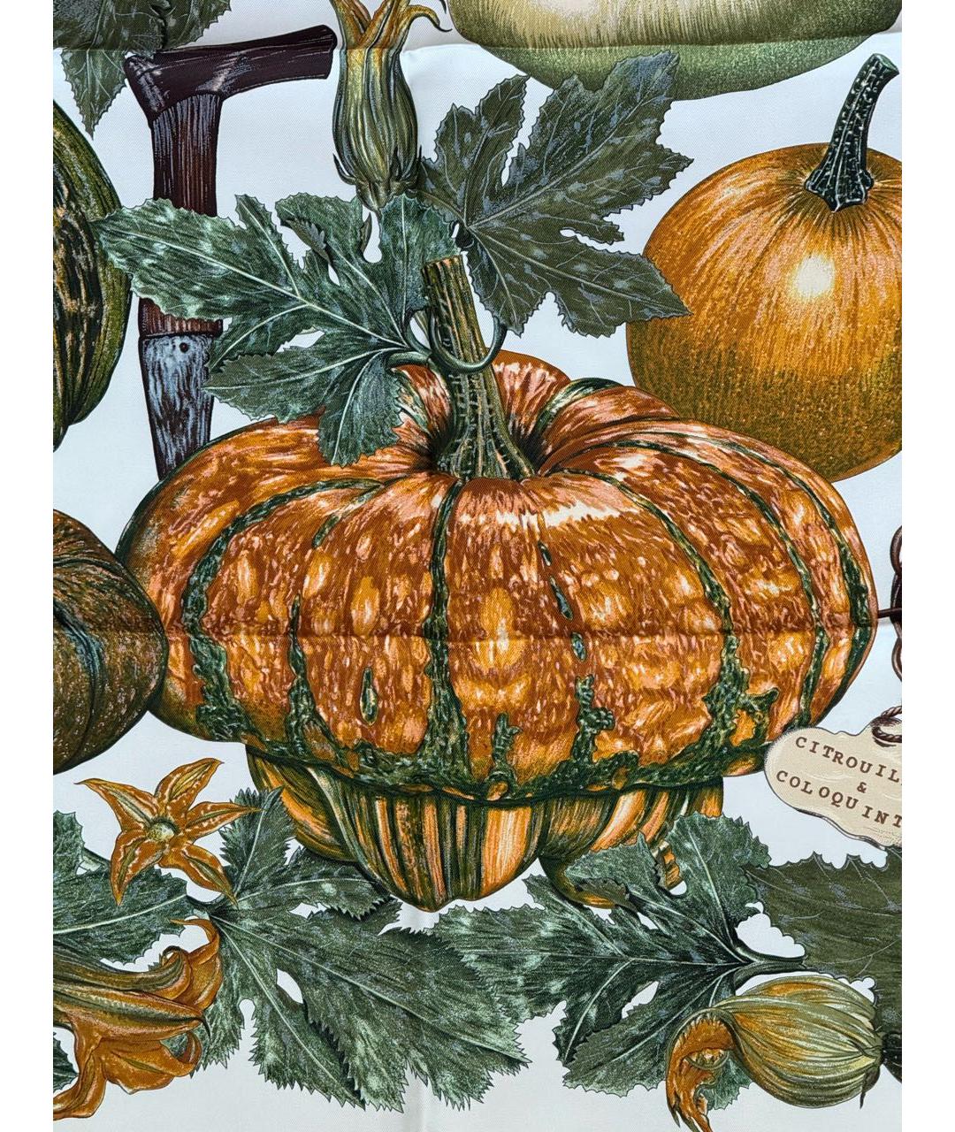 HERMES Белый шелковый платок, фото 3