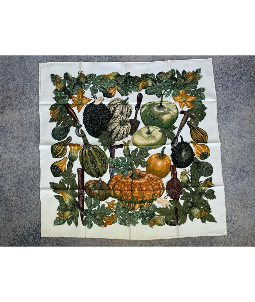 HERMES Белый шелковый платок, фото 9