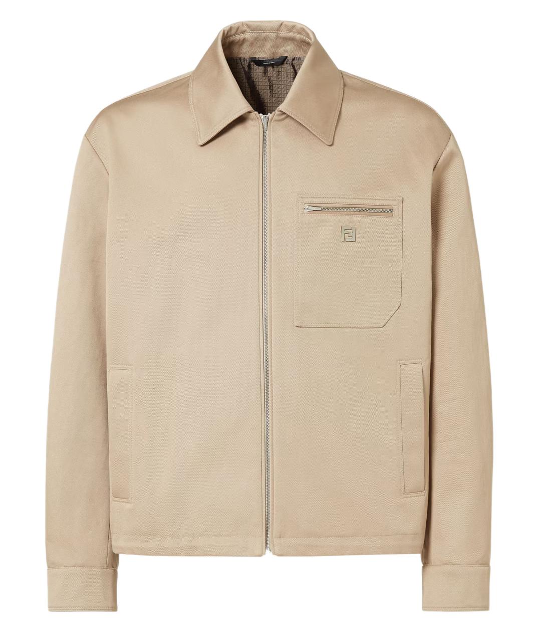 FENDI Бежевая хлопковая куртка, фото 1