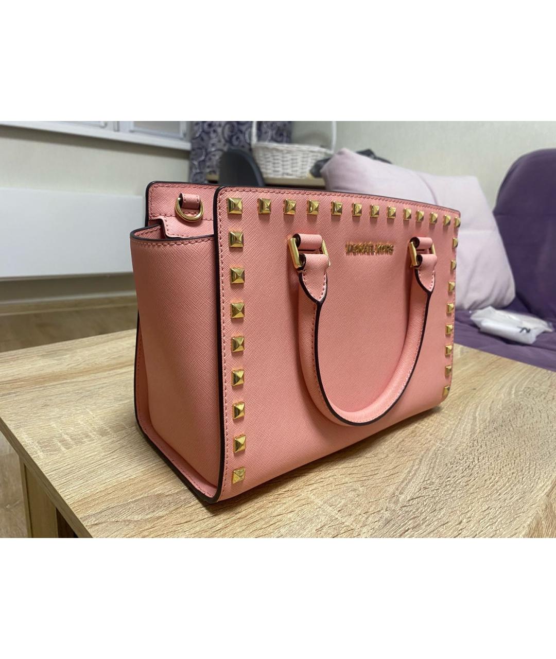 MICHAEL KORS Розовая кожаная сумка через плечо, фото 2