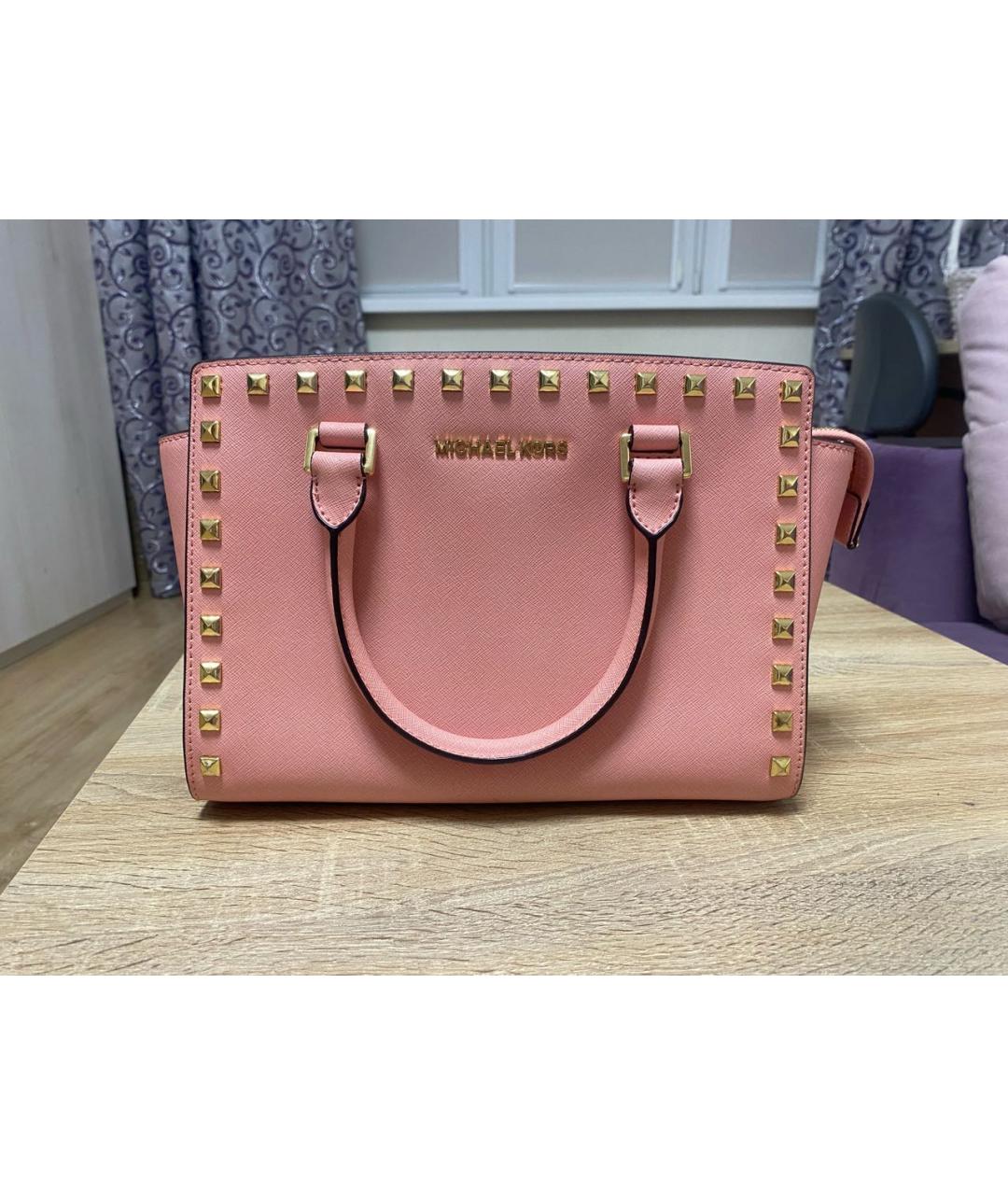 MICHAEL KORS Розовая кожаная сумка через плечо, фото 5