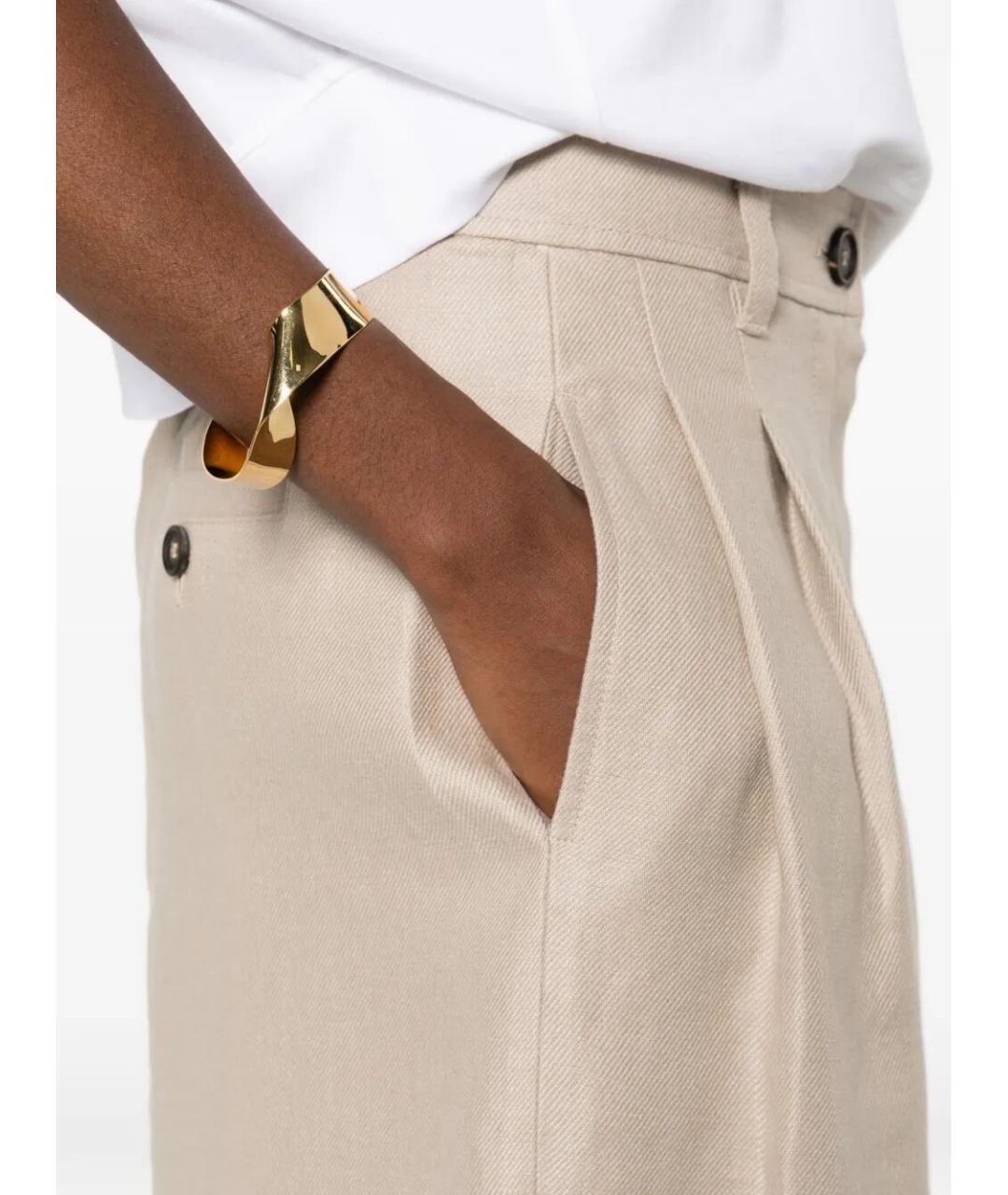 BRUNELLO CUCINELLI Бежевая льняная юбка макси, фото 4