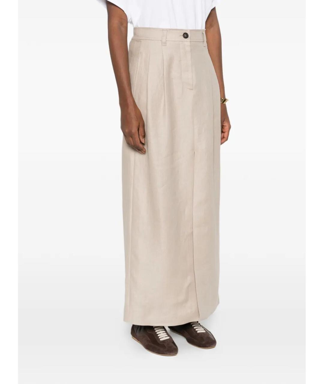 BRUNELLO CUCINELLI Бежевая льняная юбка макси, фото 5