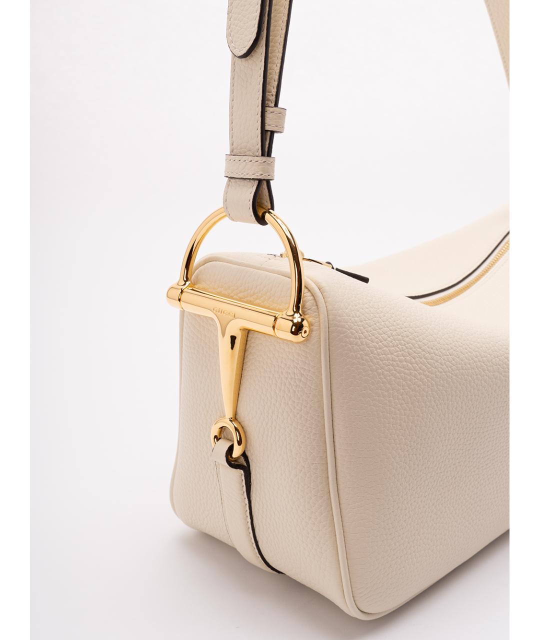 GUCCI Бежевая кожаная сумка через плечо, фото 4