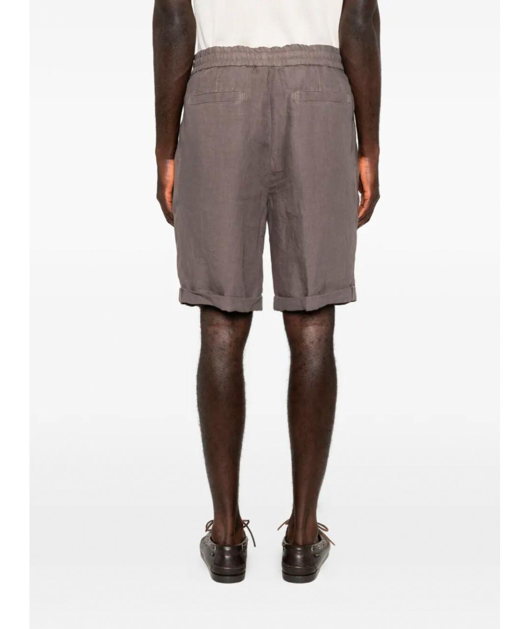 BRUNELLO CUCINELLI Коричневые льняные шорты, фото 5