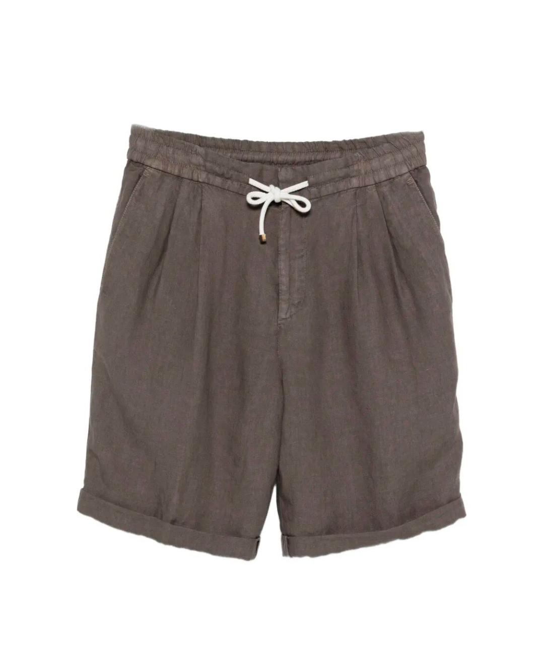 BRUNELLO CUCINELLI Коричневые льняные шорты, фото 1