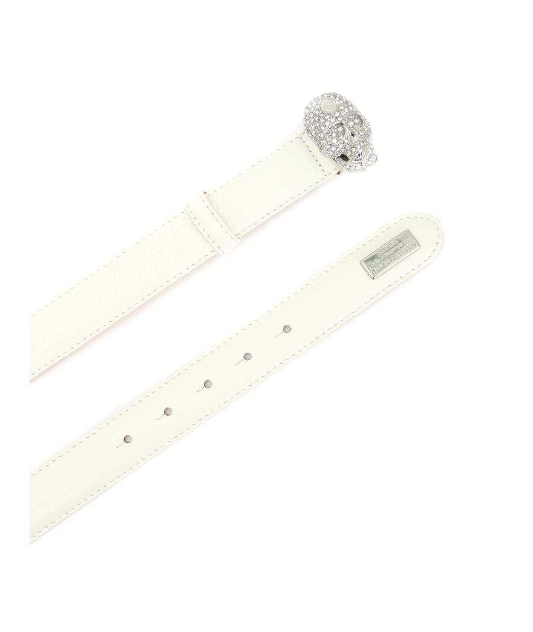 PHILIPP PLEIN Белый кожаный ремень, фото 2