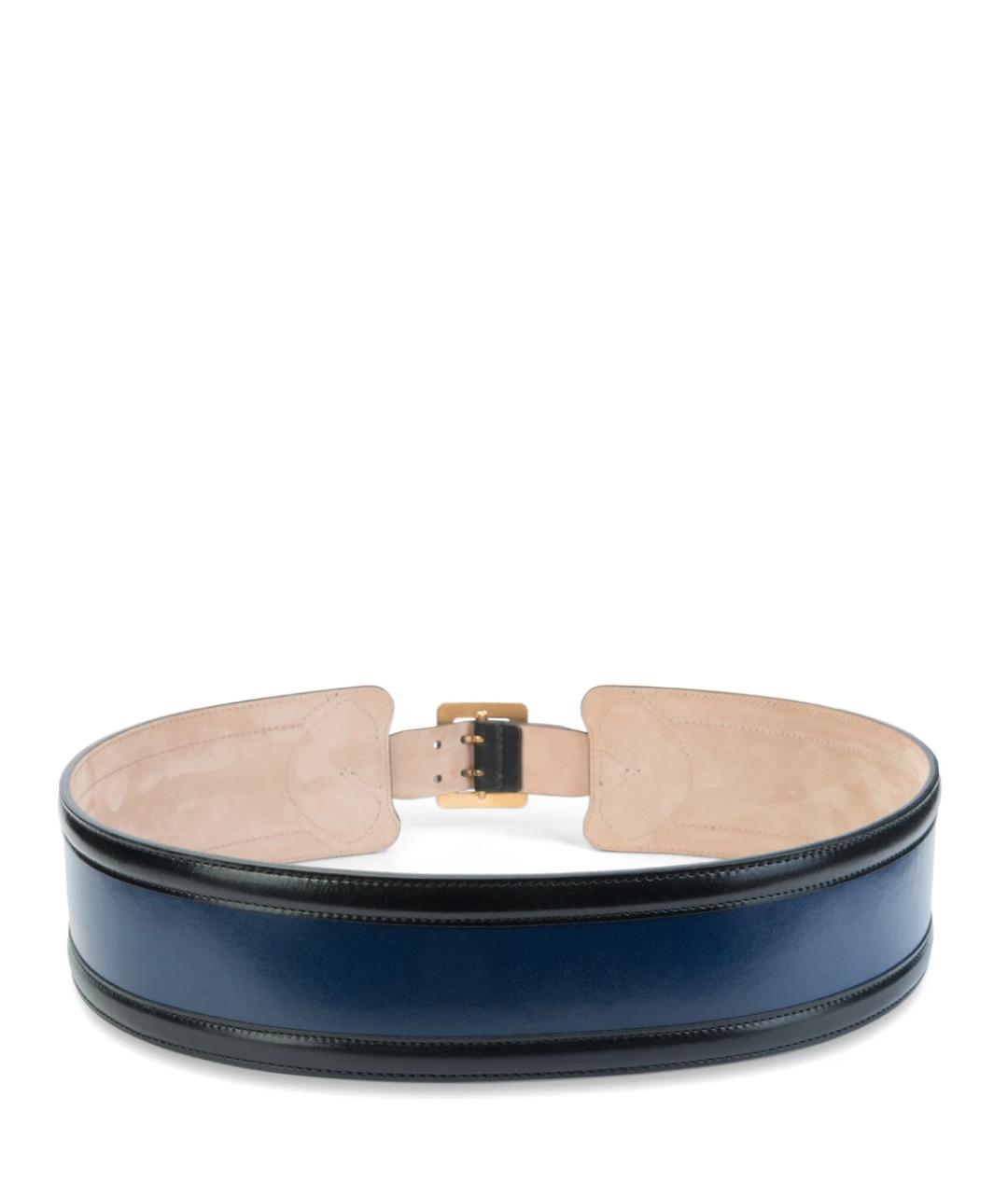 ALEXANDER MCQUEEN Синий кожаный ремень, фото 2