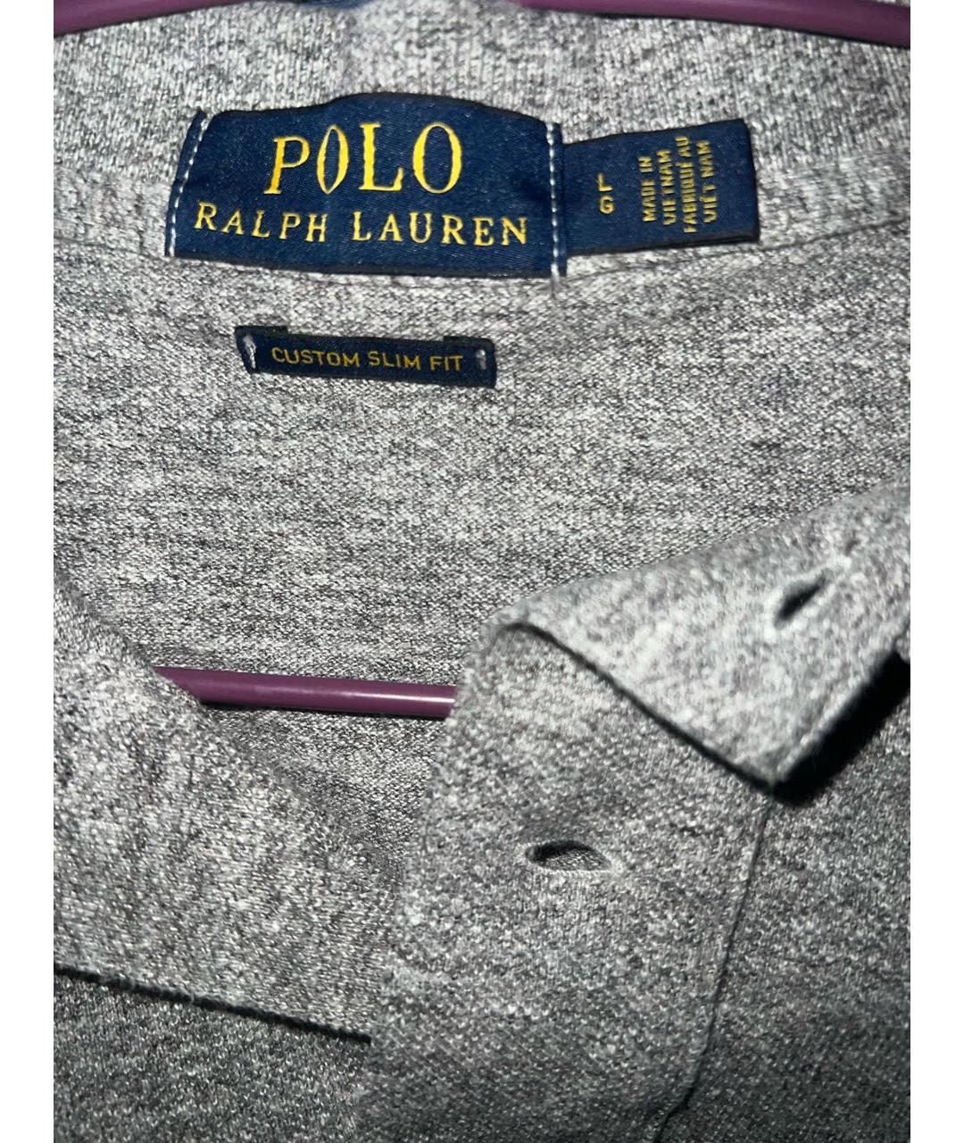 POLO RALPH LAUREN Серое хлопковое поло с коротким рукавом, фото 3