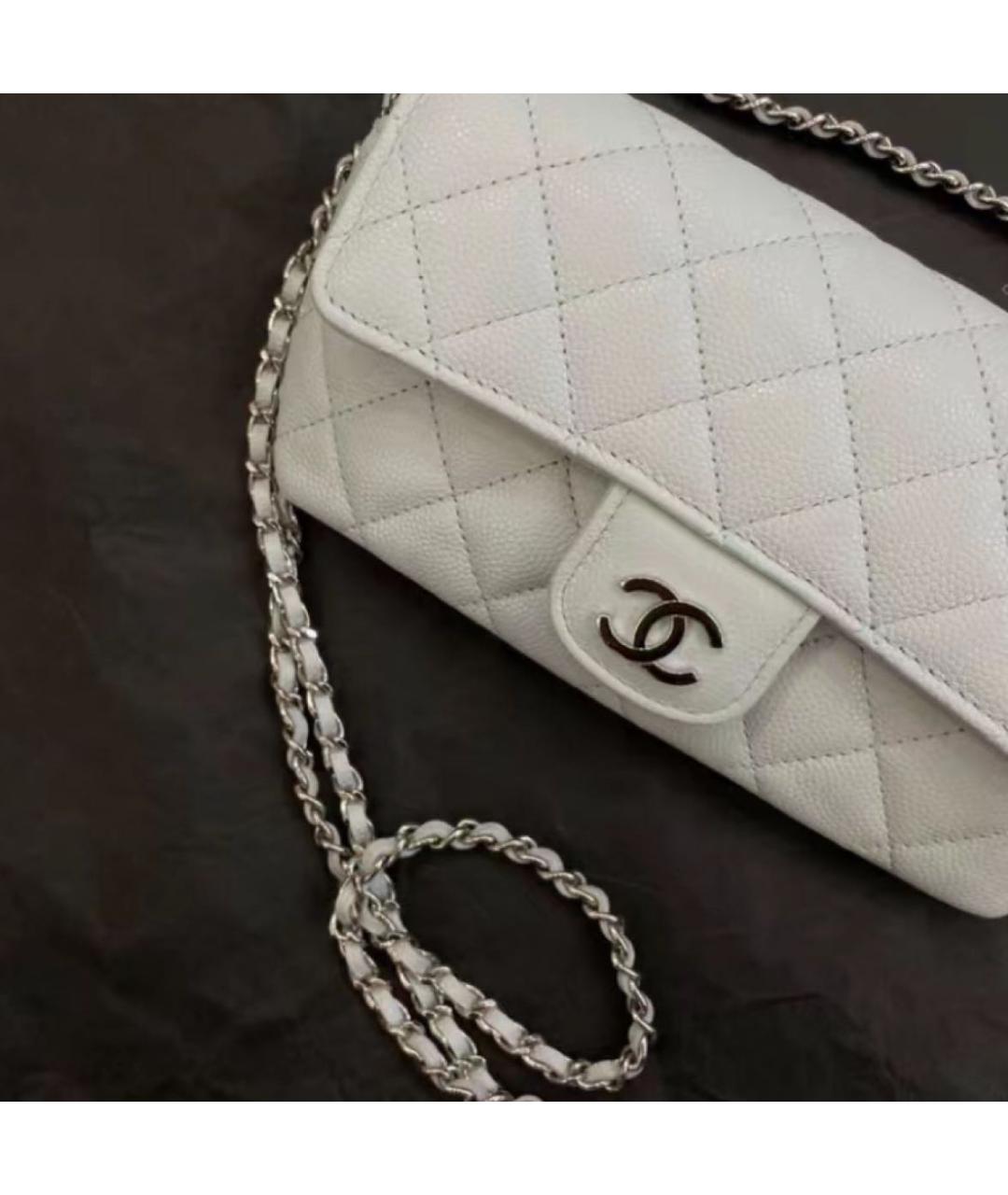 CHANEL Белая кожаная сумка через плечо, фото 6