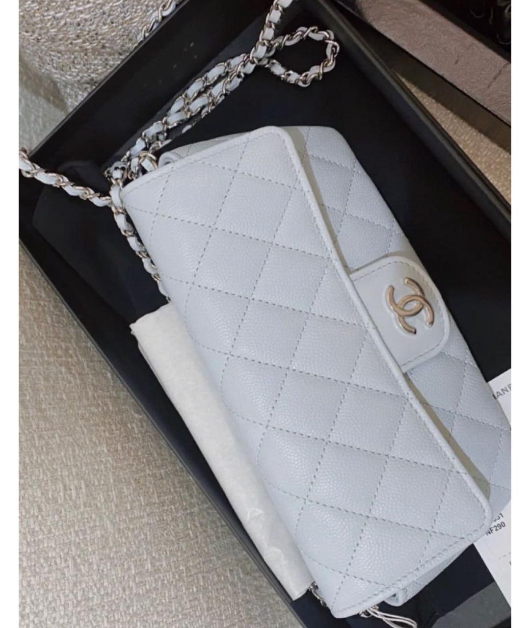 CHANEL Белая кожаная сумка через плечо, фото 5