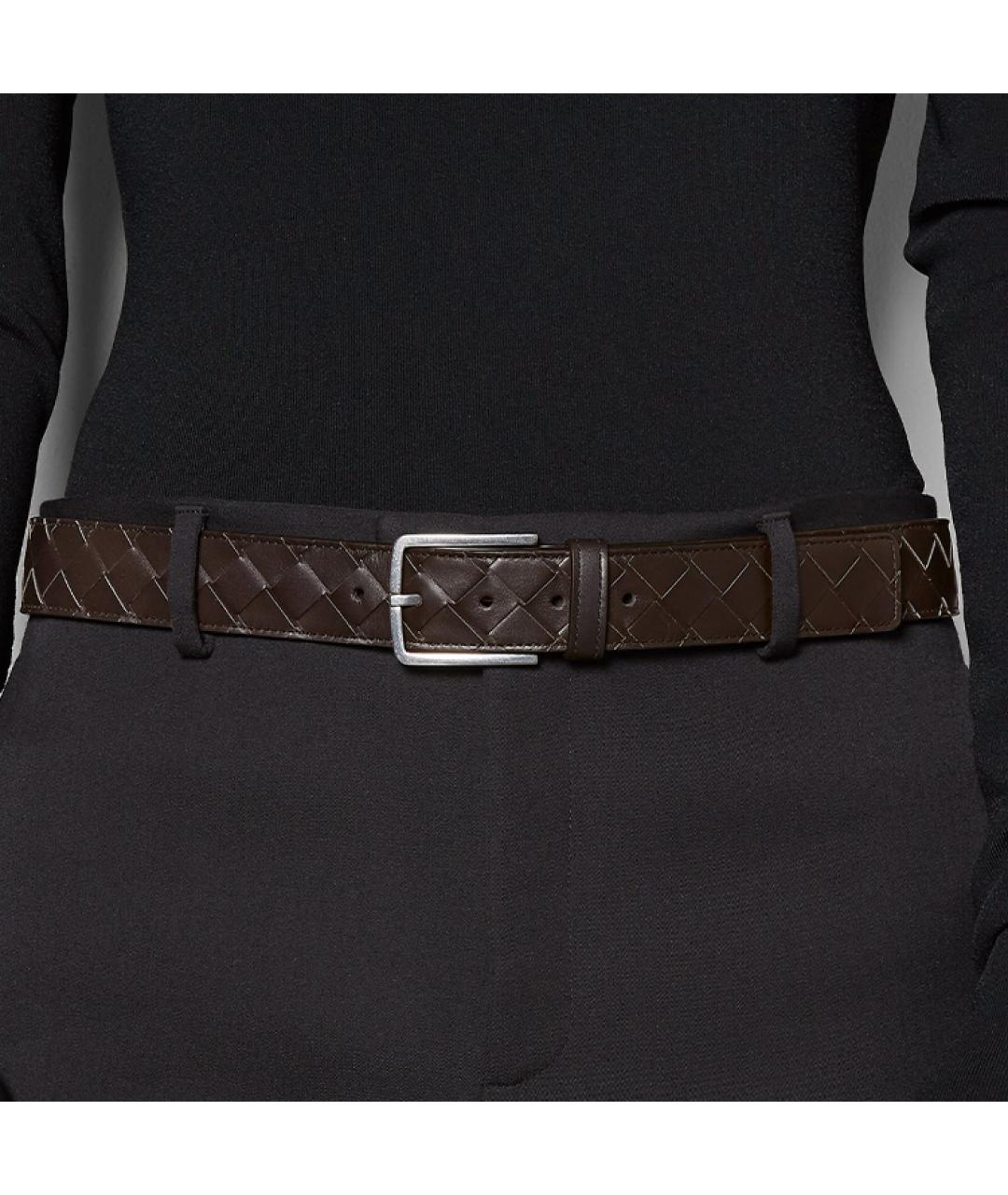 BOTTEGA VENETA Коричневый кожаный ремень, фото 4