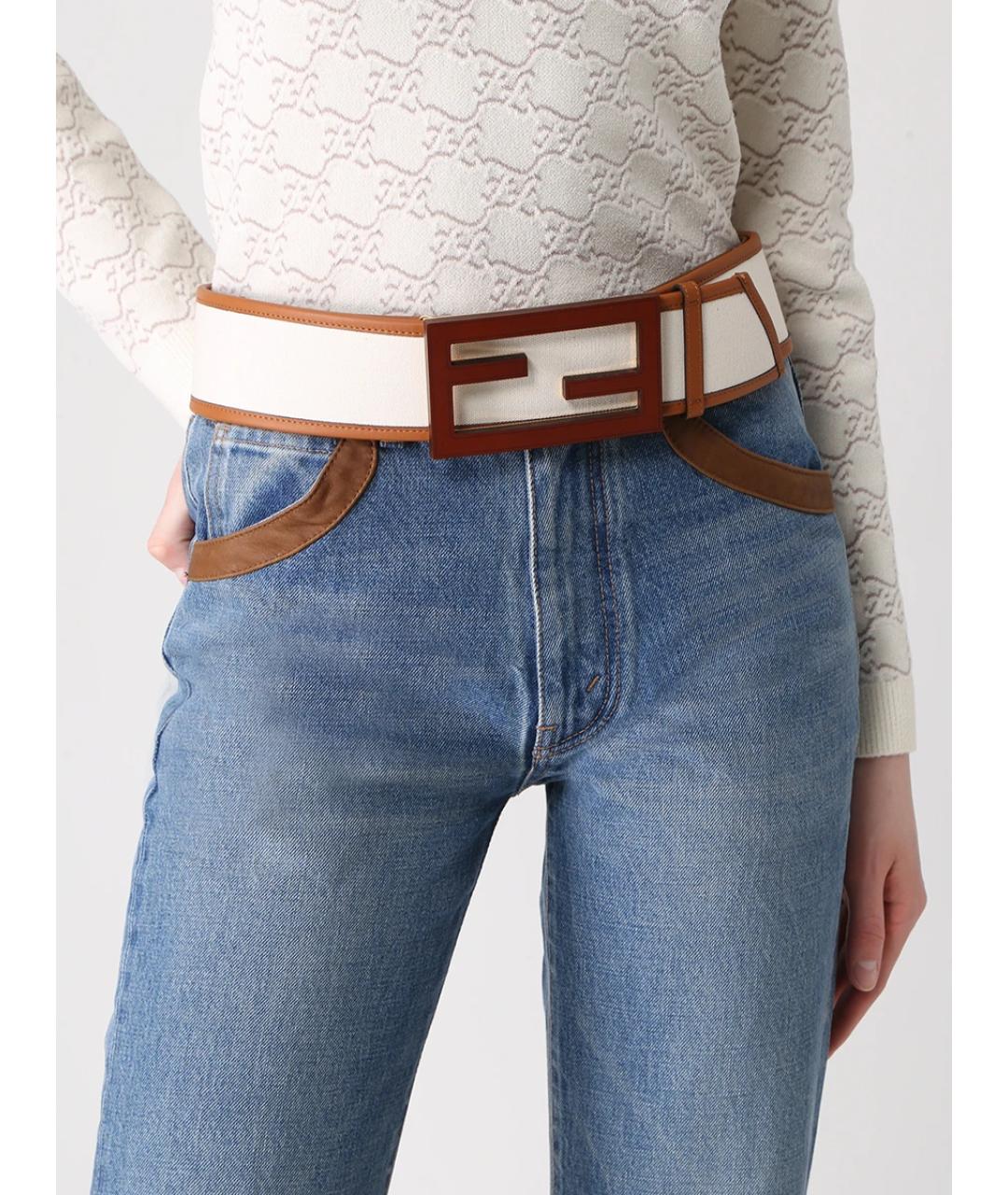 FENDI Белый кожаный ремень, фото 2