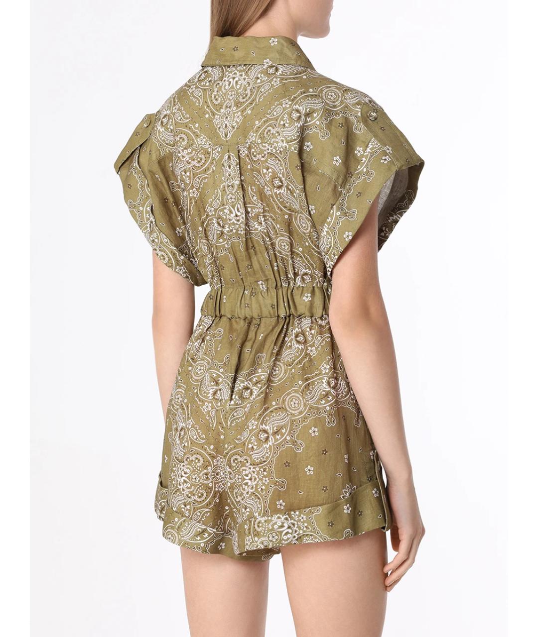 ZIMMERMANN Зеленый льняной комбинезон, фото 3