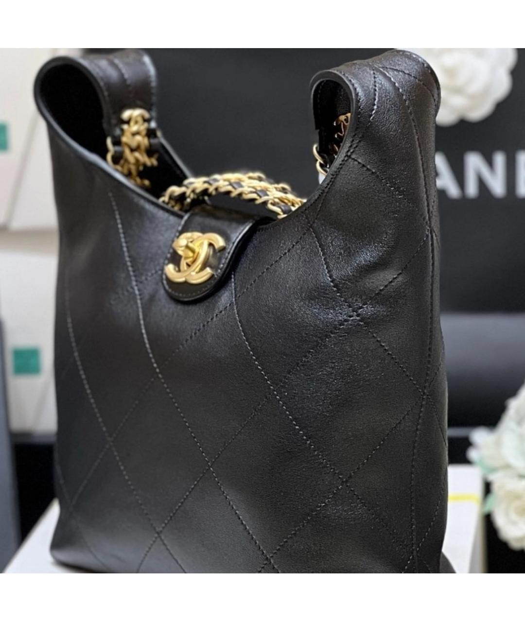 CHANEL Черная кожаная сумка через плечо, фото 6