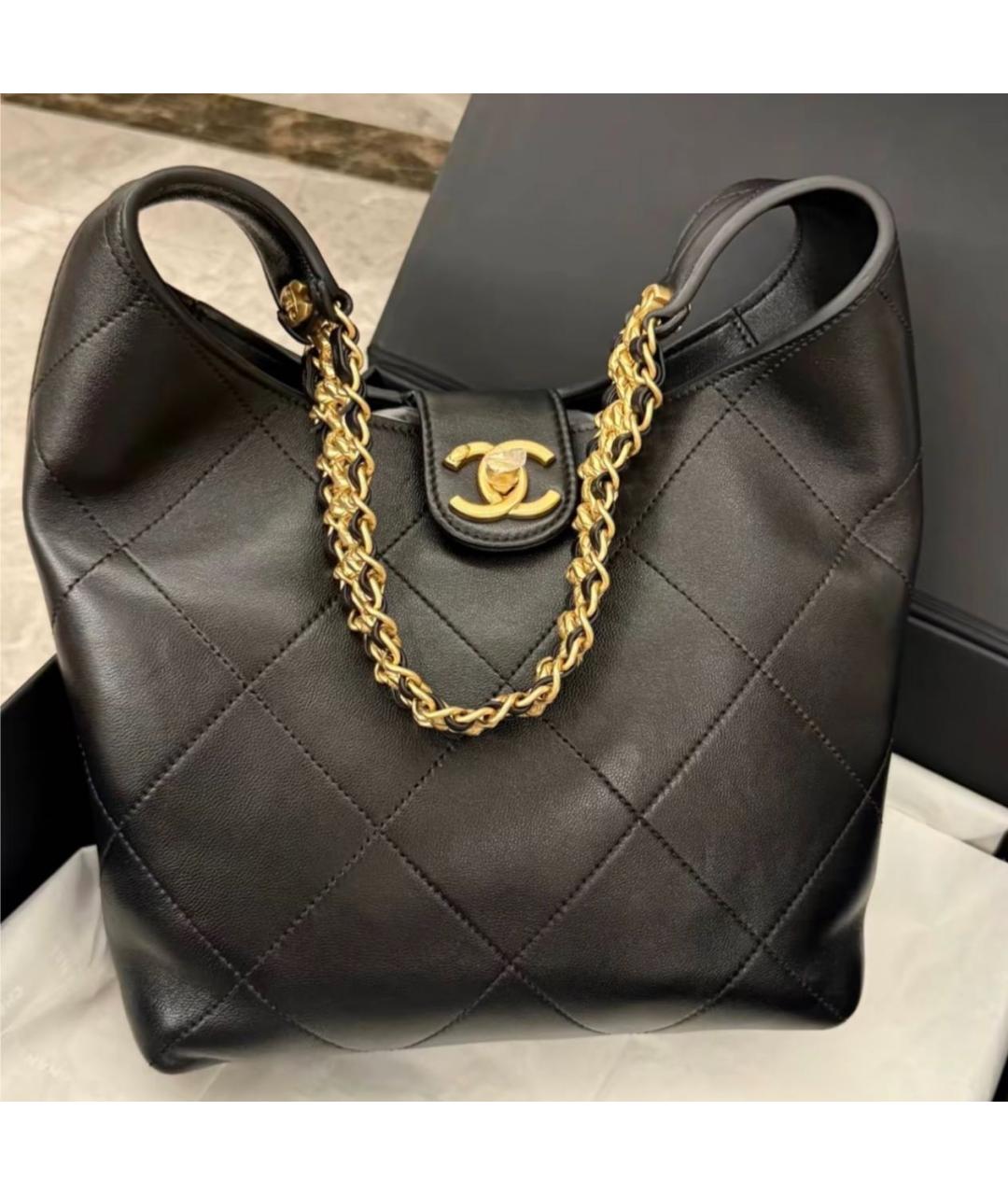 CHANEL Черная кожаная сумка через плечо, фото 3