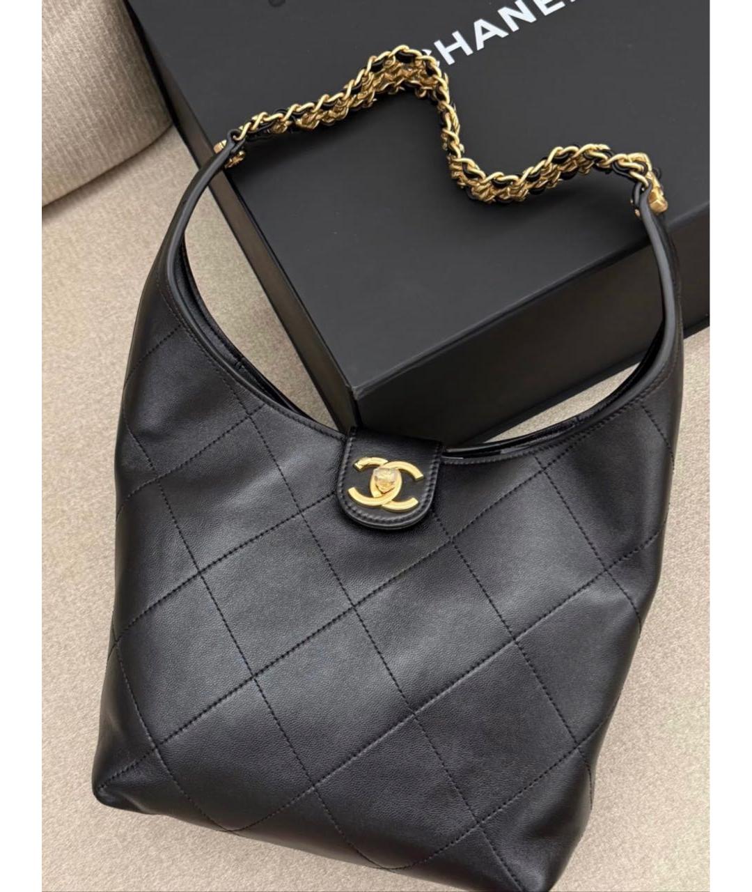 CHANEL Черная кожаная сумка через плечо, фото 5