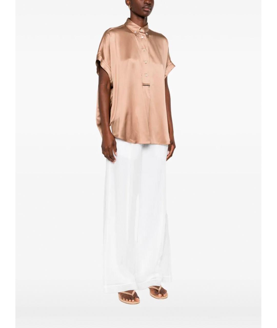 BRUNELLO CUCINELLI Бежевая шелковая блузы, фото 3