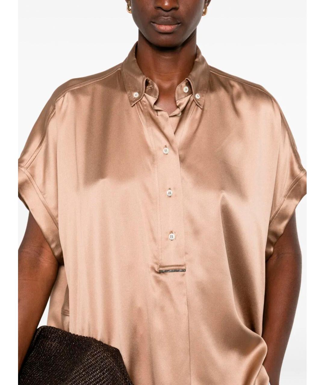 BRUNELLO CUCINELLI Бежевая шелковая блузы, фото 4