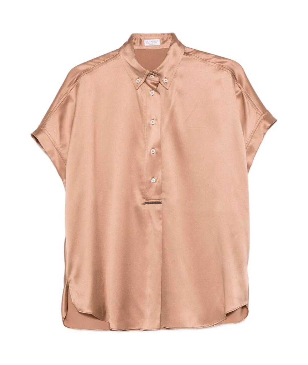 BRUNELLO CUCINELLI Бежевая шелковая блузы, фото 1