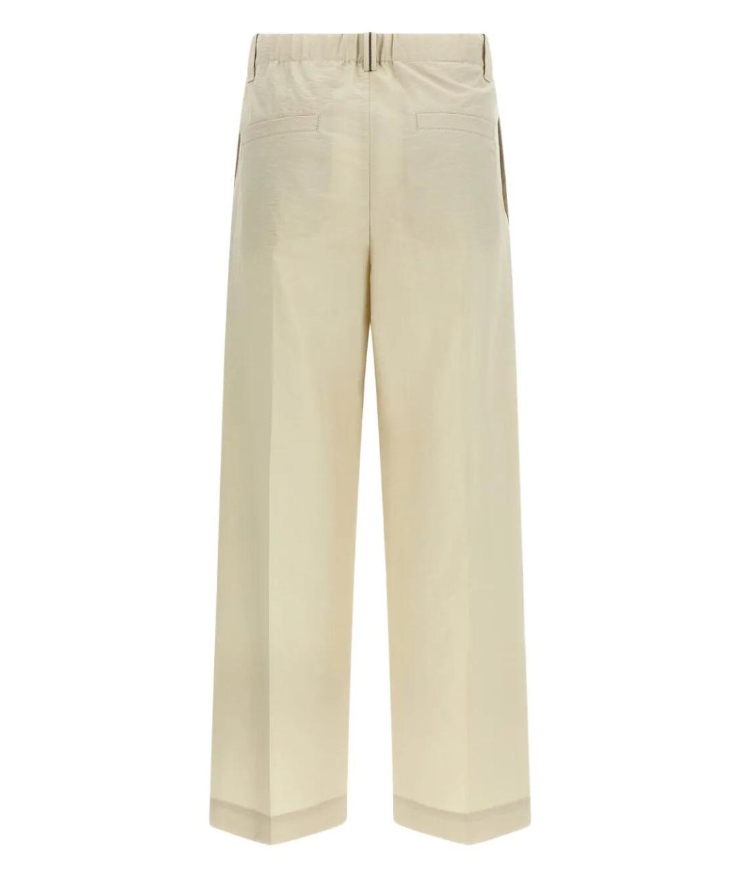 BRUNELLO CUCINELLI Бежевые хлопковые брюки широкие, фото 3