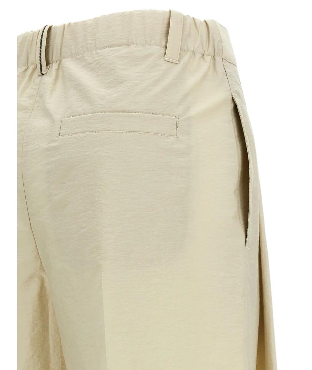 BRUNELLO CUCINELLI Бежевые хлопковые брюки широкие, фото 2