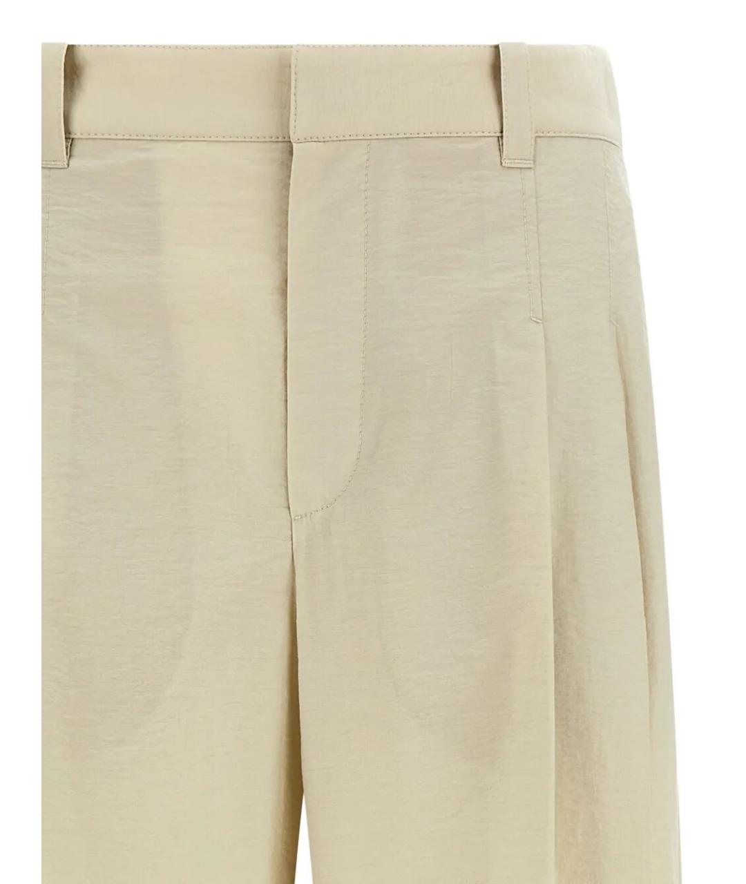 BRUNELLO CUCINELLI Бежевые хлопковые брюки широкие, фото 4