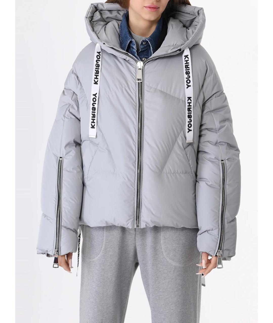 KHRISJOY Серый полиамидовый пуховик, фото 4