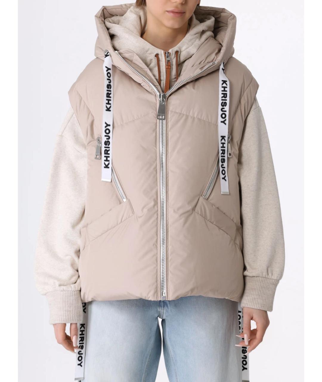 KHRISJOY Бежевый полиэстеровый жилет, фото 4