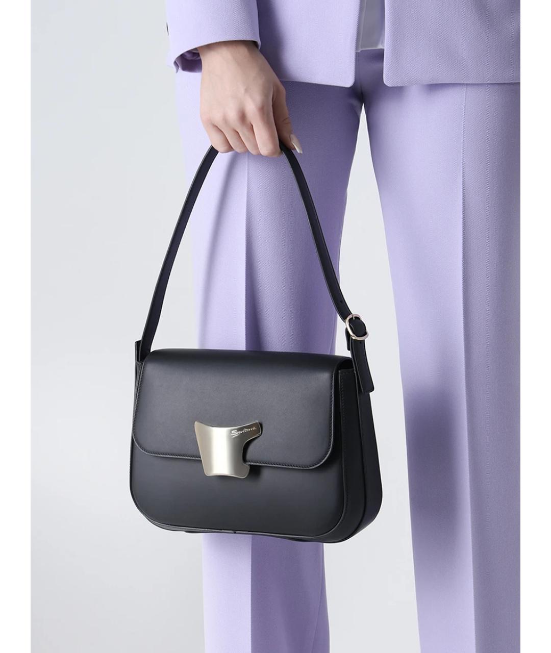 SANTONI Черная кожаная сумка через плечо, фото 2