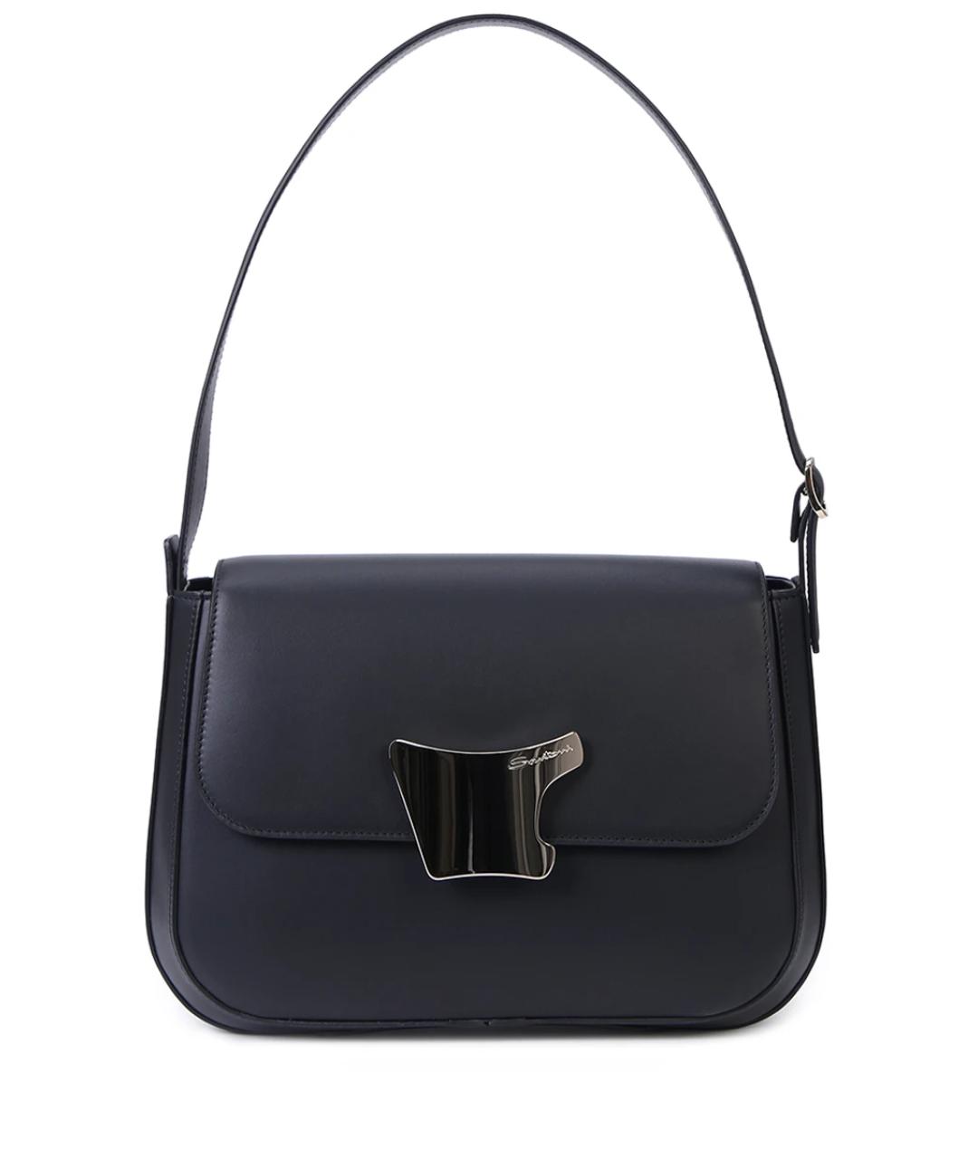 SANTONI Черная кожаная сумка через плечо, фото 1