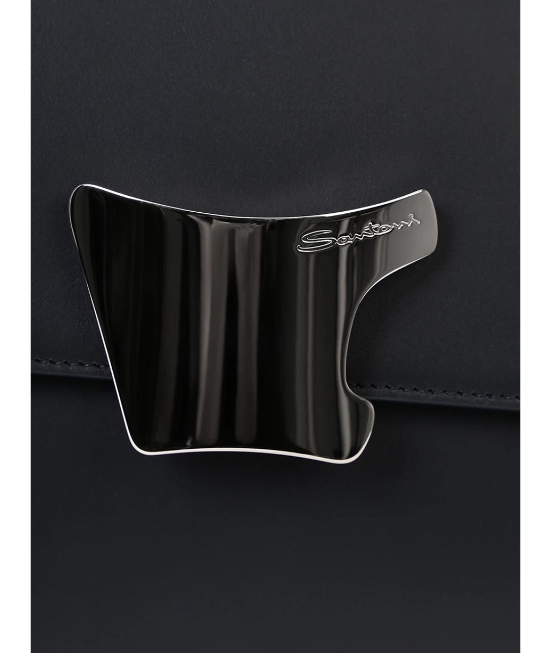 SANTONI Черная кожаная сумка через плечо, фото 5