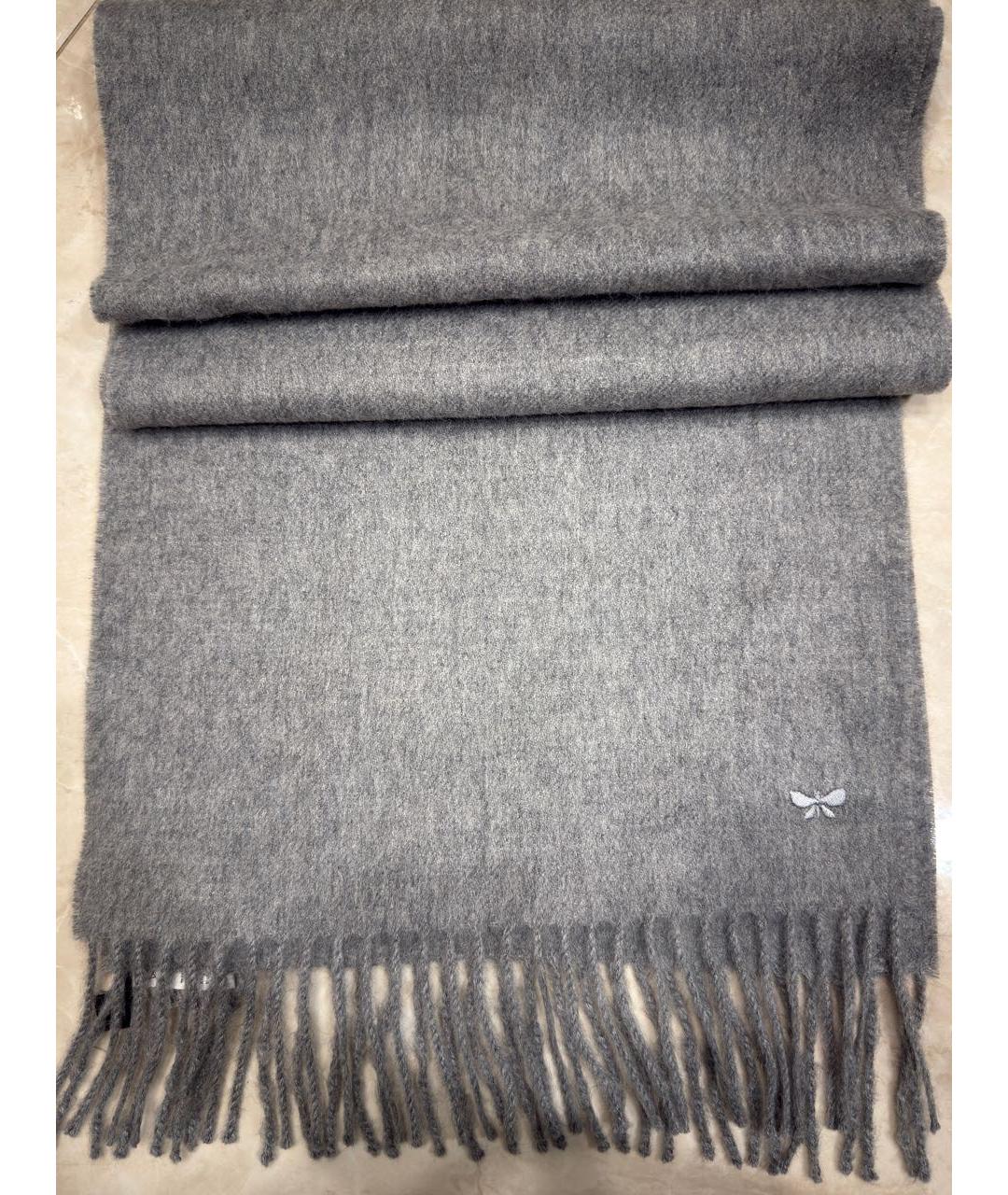 WEEKEND MAX MARA Серый шерстяной шарф, фото 5