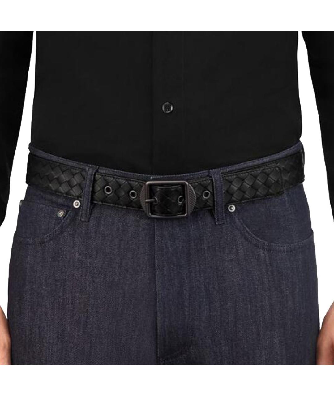 BOTTEGA VENETA Черный кожаный ремень, фото 5