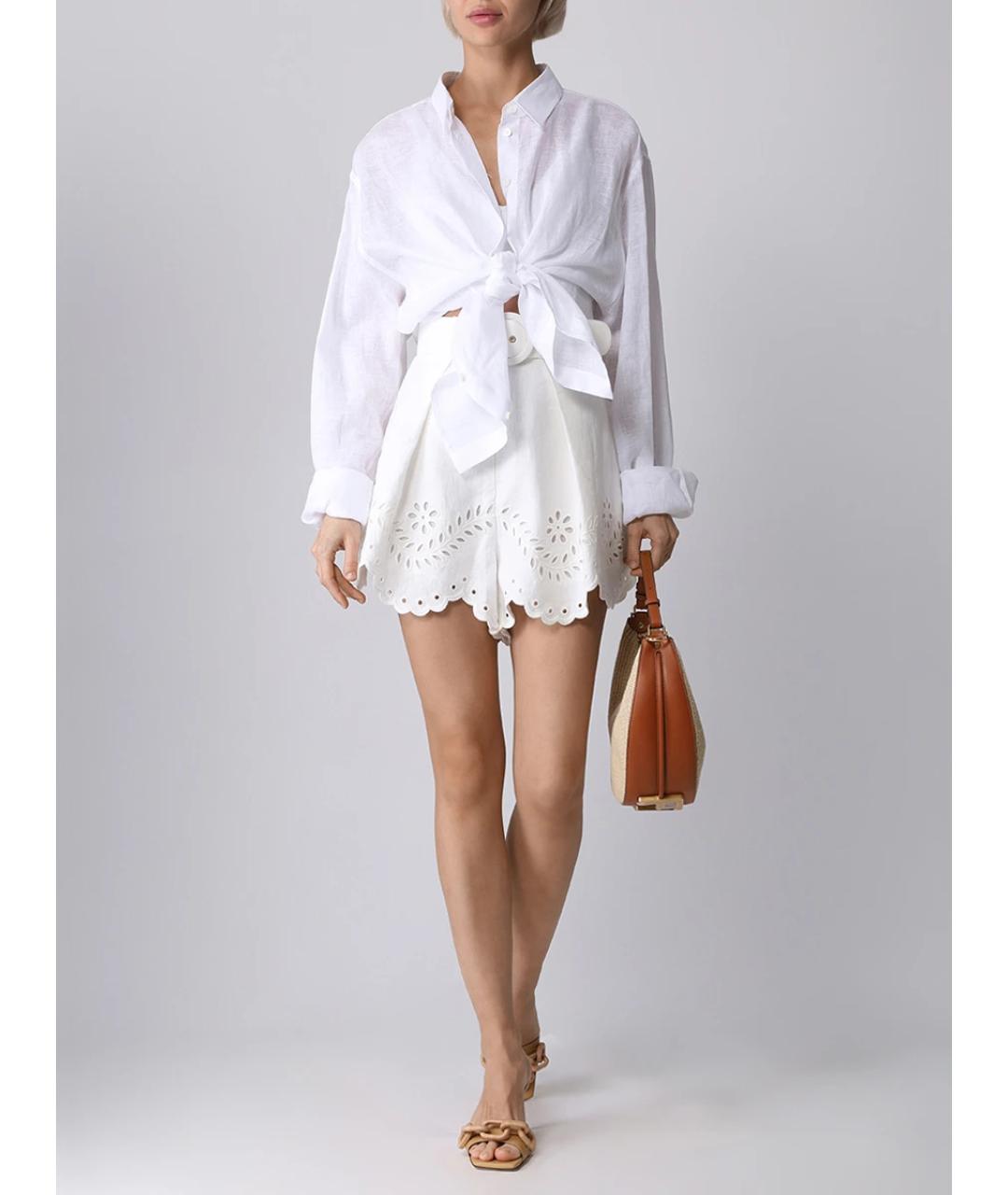 ZIMMERMANN Белые льняные шорты, фото 2