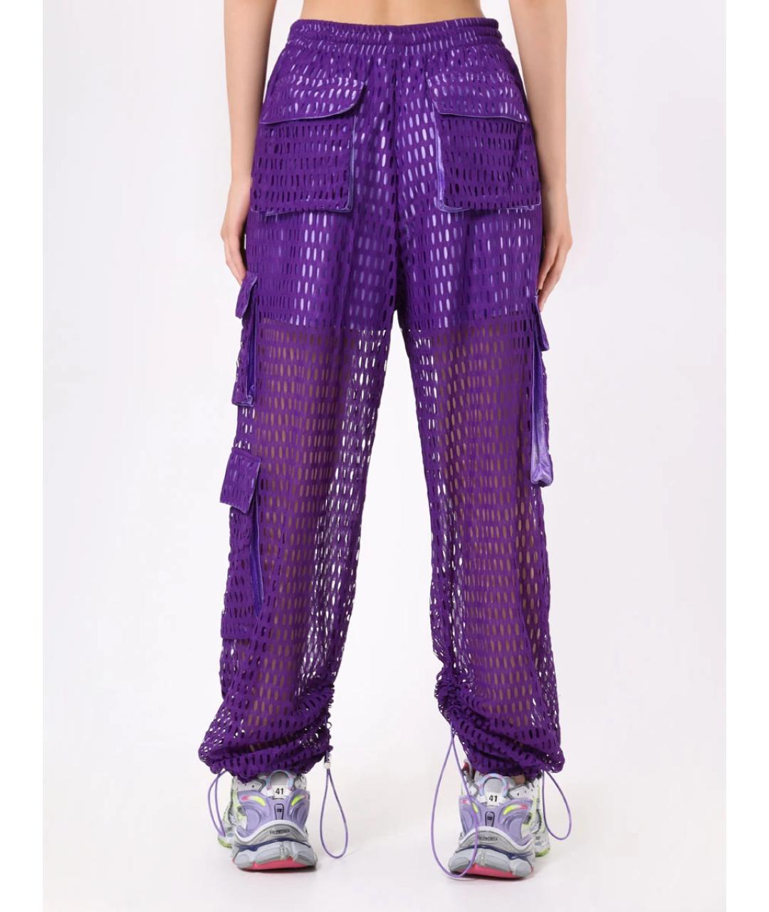 KHRISJOY Фиолетовые полиамидовые брюки широкие, фото 3