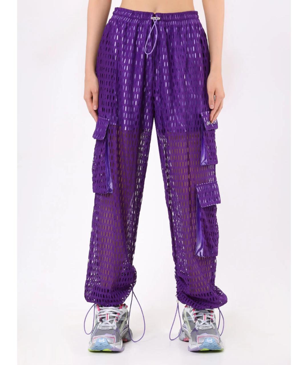 KHRISJOY Фиолетовые полиамидовые брюки широкие, фото 4