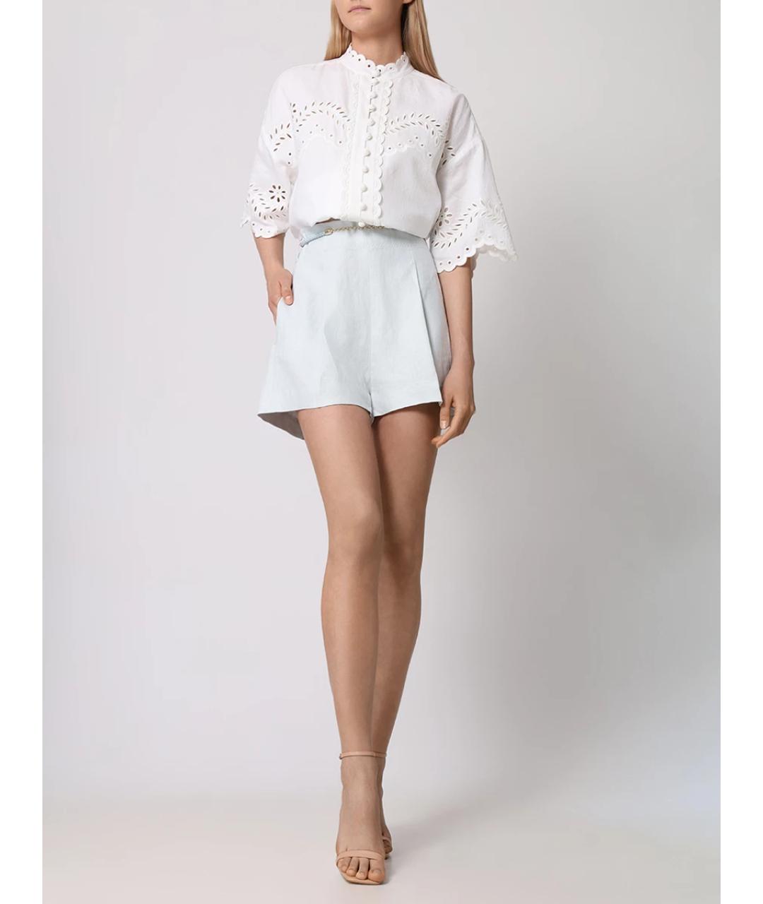 ZIMMERMANN Голубые льняные шорты, фото 2