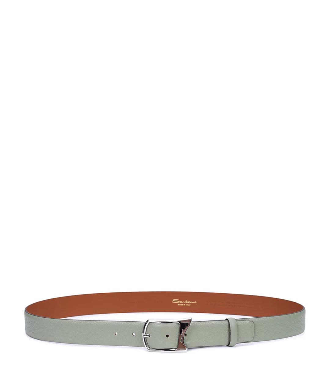 SANTONI Зеленый кожаный ремень, фото 2