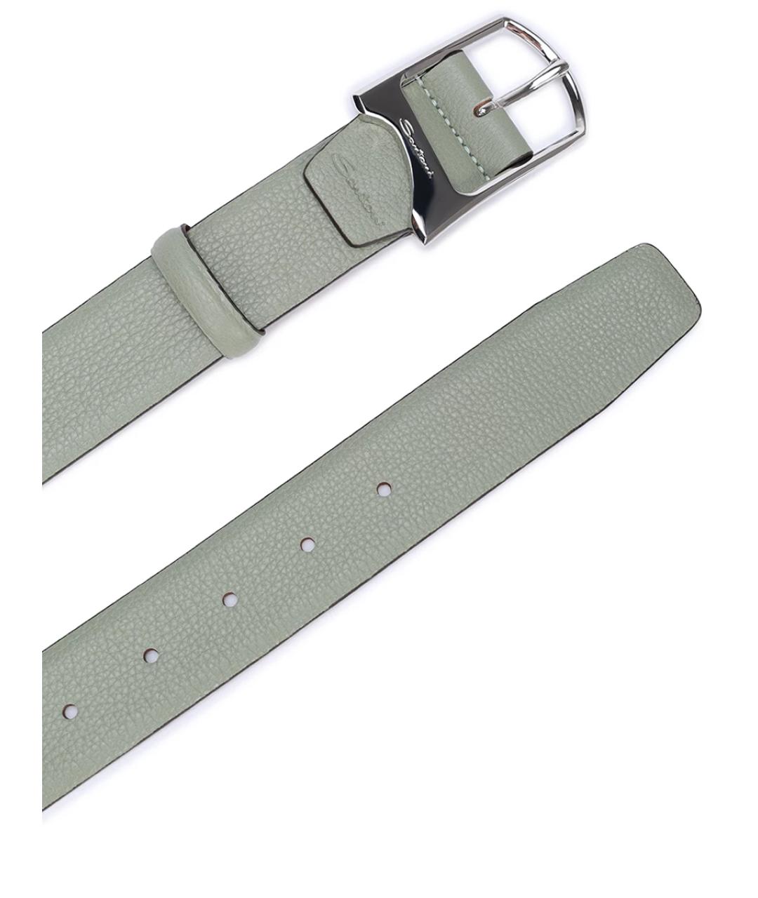 SANTONI Зеленый кожаный ремень, фото 3